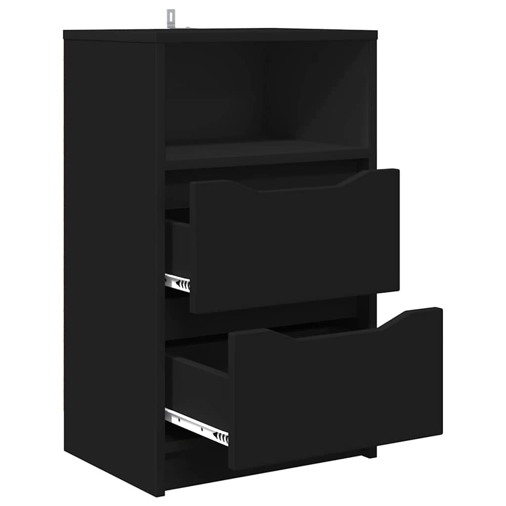 Éjjeliszekrények fiókkal 2 pcs fekete 40 x 30 x 467 cm faanyag