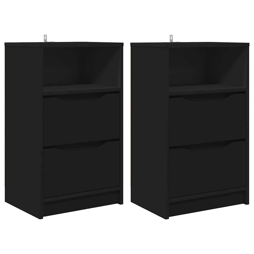 Éjjeliszekrények fiókkal 2 pcs fekete 40 x 30 x 467 cm faanyag