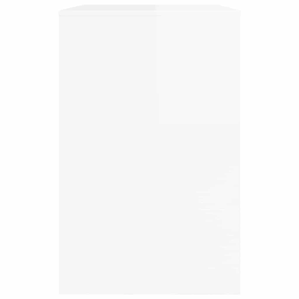 Asztal fiókkal magas fényű fehér 100 x 50 x 78 cm faanyag