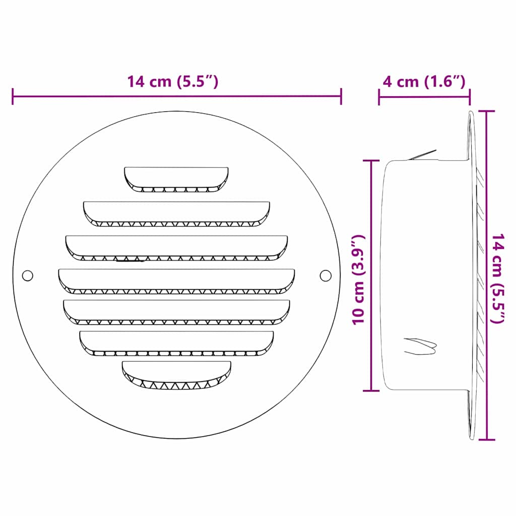 Levegő szellőzőfedél 4 pcs ezüst 100 mm rozsdamentes acél