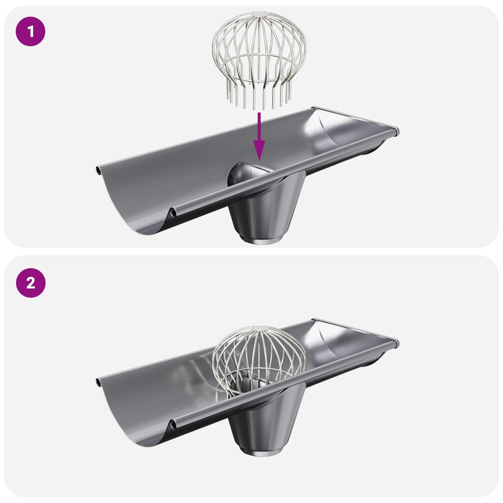 Cseppentő levélvédő 8 pcs ezüst 200 mm rozsdamentes acél