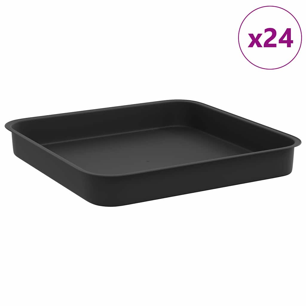 Négyzetes virágtálca 24 pcs fekete 15 x 15 x 2 cm műanyag