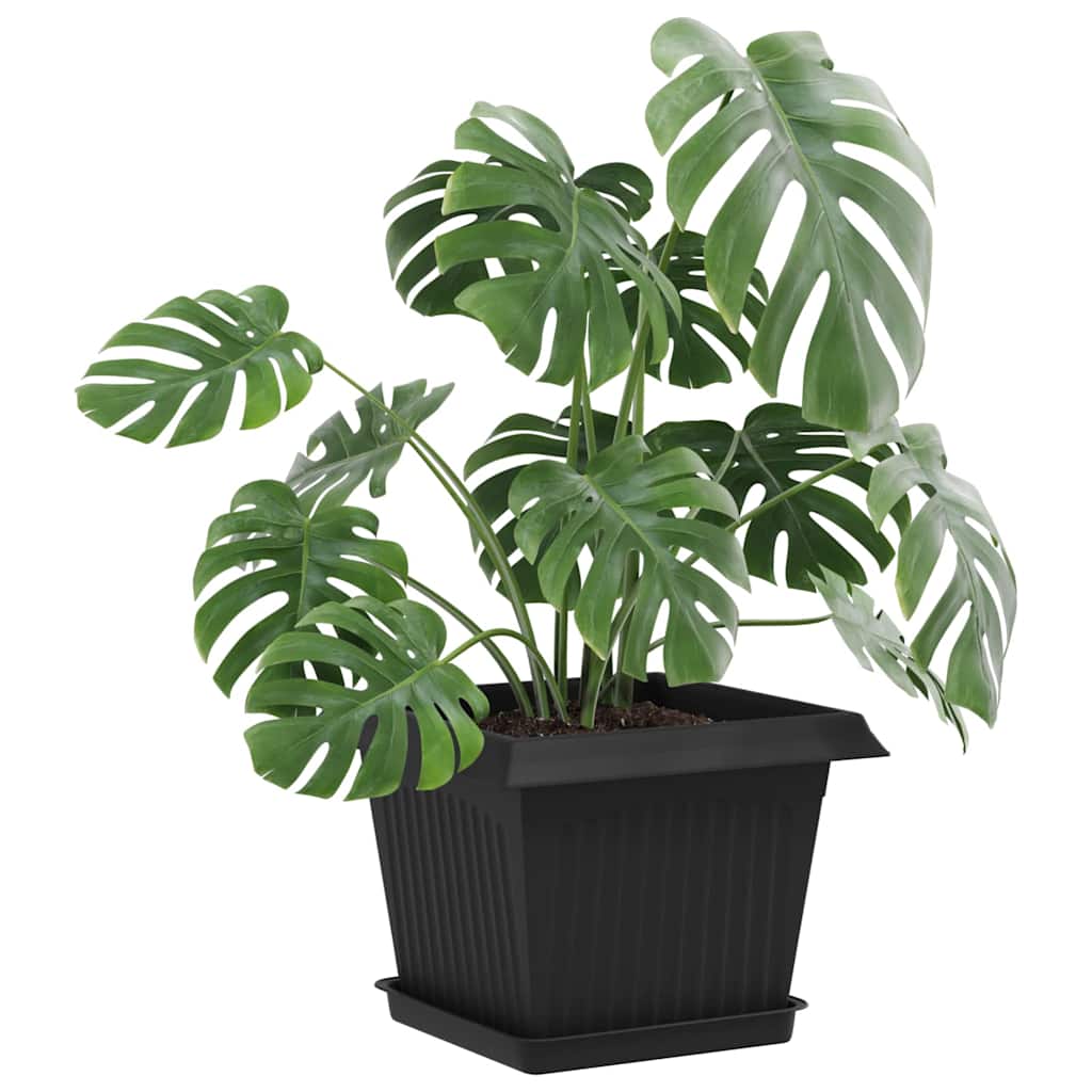 Négyzetes virágtálca 24 pcs fekete 18 x 18 x 2 cm műanyag