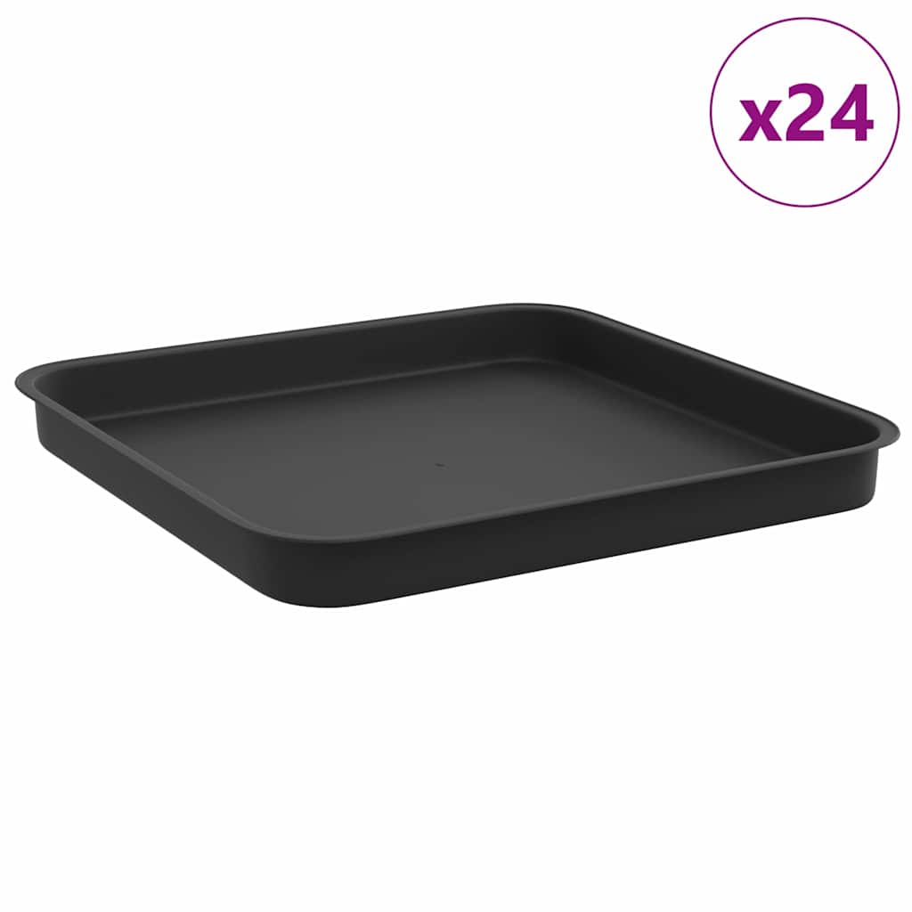 Négyzetes virágtálca 24 pcs fekete 21 x 21 x 2 cm műanyag