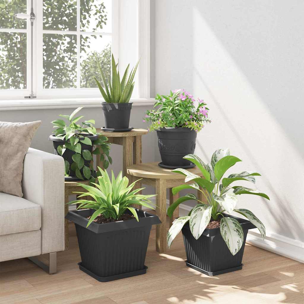 Négyzetes virágtálca 24 pcs fekete 25,5 x 25,5 x 2,5 cm műanyag