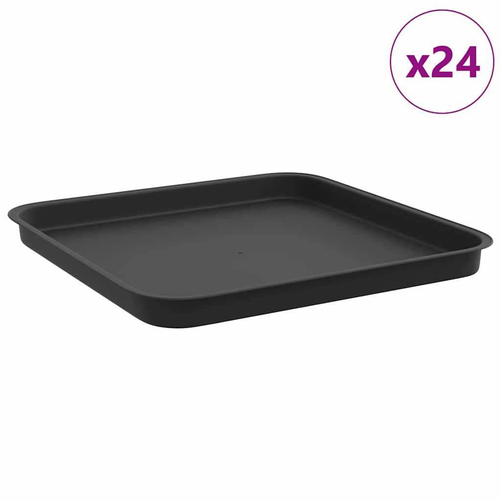 Négyzetes virágtálca 24 pcs fekete 32 x 32 x 2,5 cm műanyag