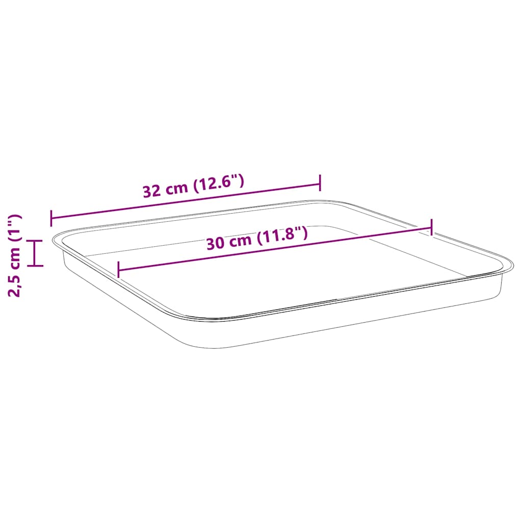 Négyzetes virágtálca 24 pcs fekete 32 x 32 x 2,5 cm műanyag