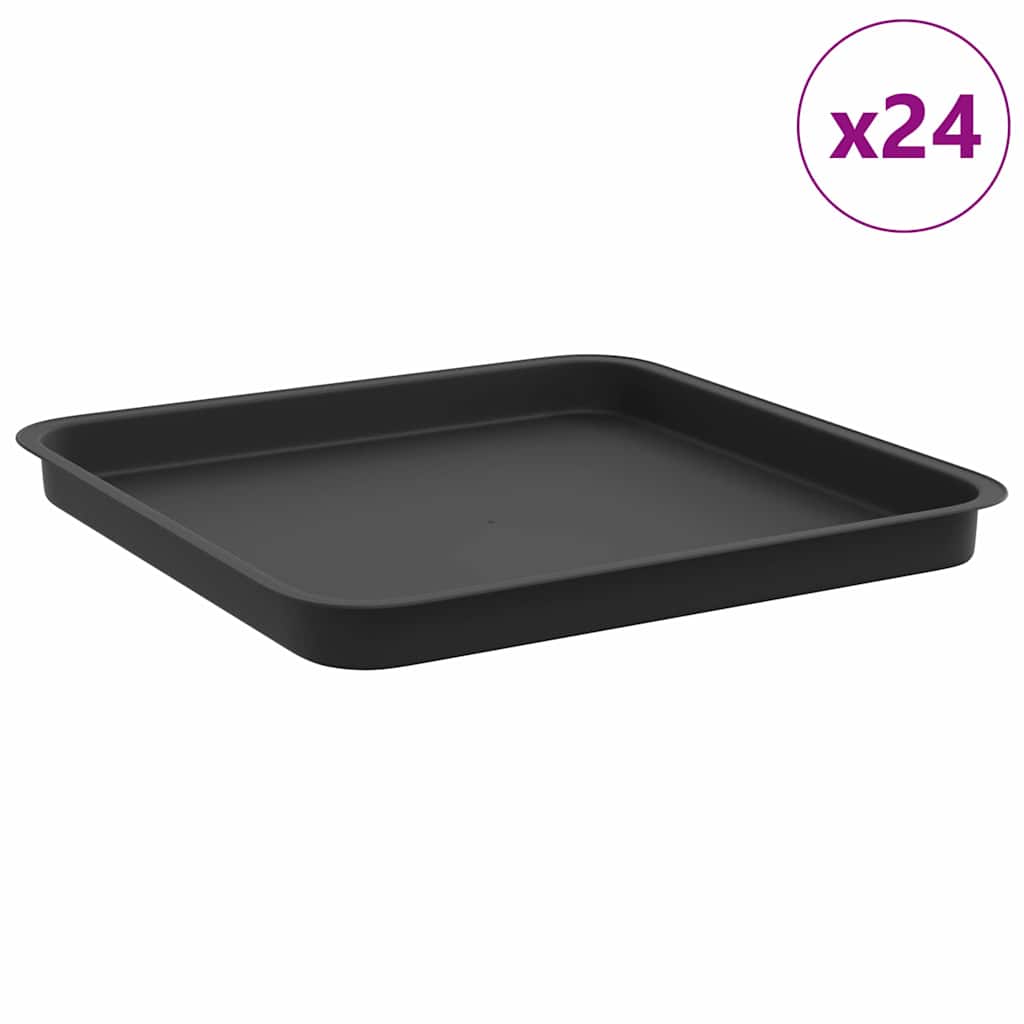 Négyzetes virágtálca 24 pcs fekete 36 x 36 x 2.5 cm műanyag