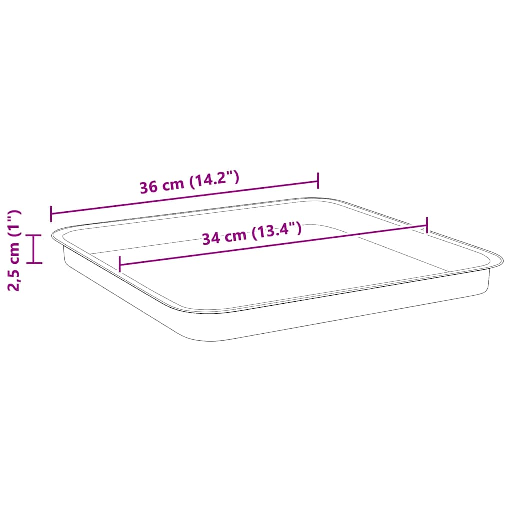 Négyzetes virágtálca 24 pcs fekete 36 x 36 x 2.5 cm műanyag