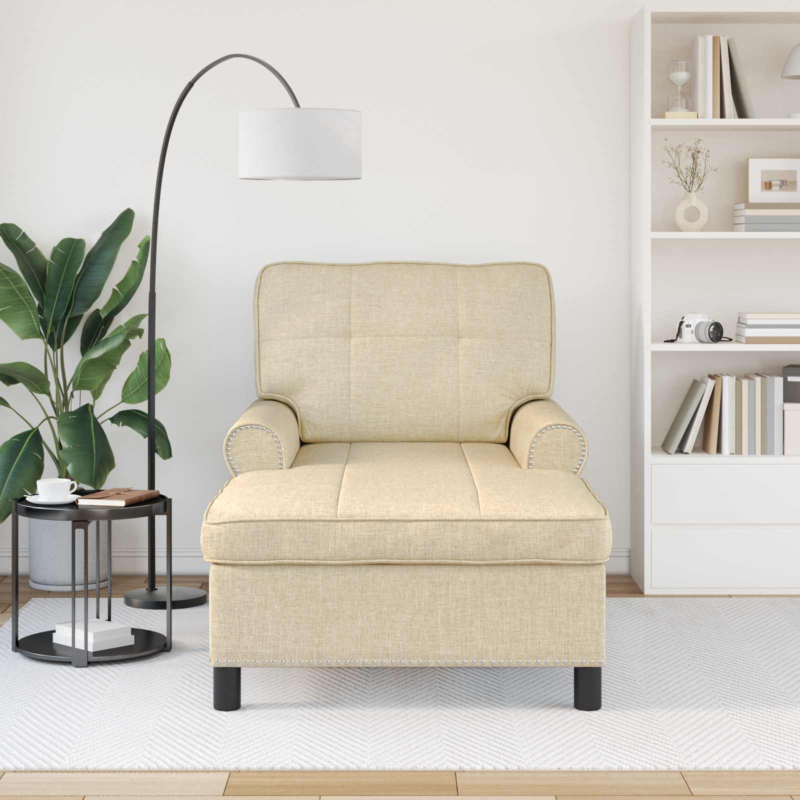 Párás fotel párnával krém 91 x 157 x 91 cm szövet