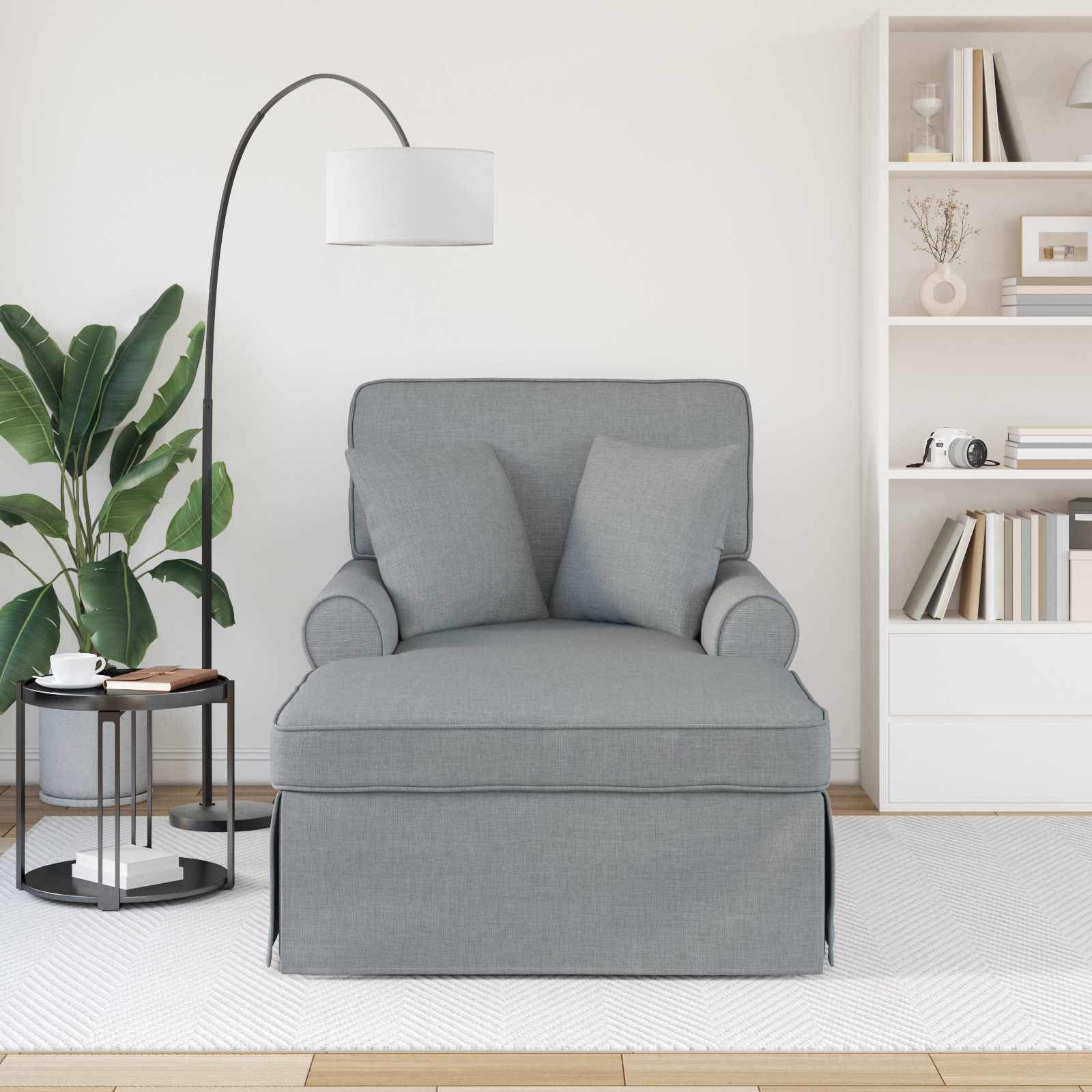 Fotel loungba szoknyával párnával 3 pcs világosszürke szövet