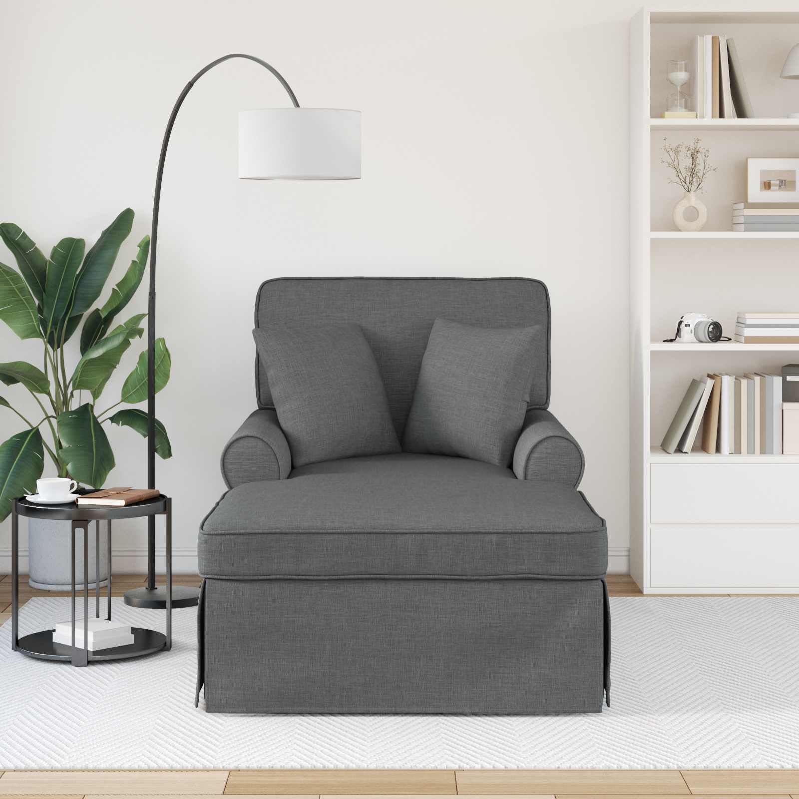 Fotel loungba szoknyával párnával 3 pcs sötétszürke szövet