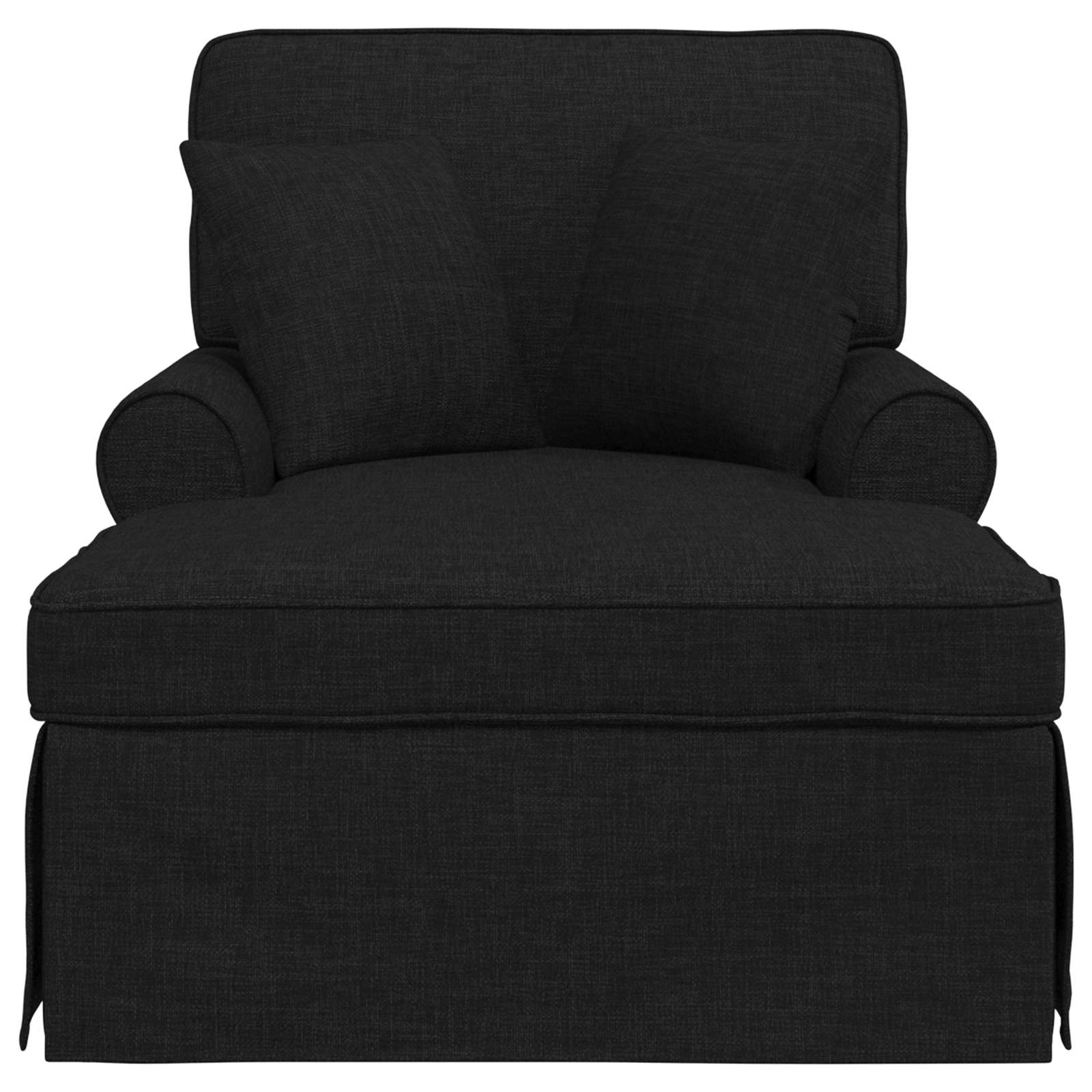 Fotel loungba szoknyával párnával párnával 3 pcs fekete szövet