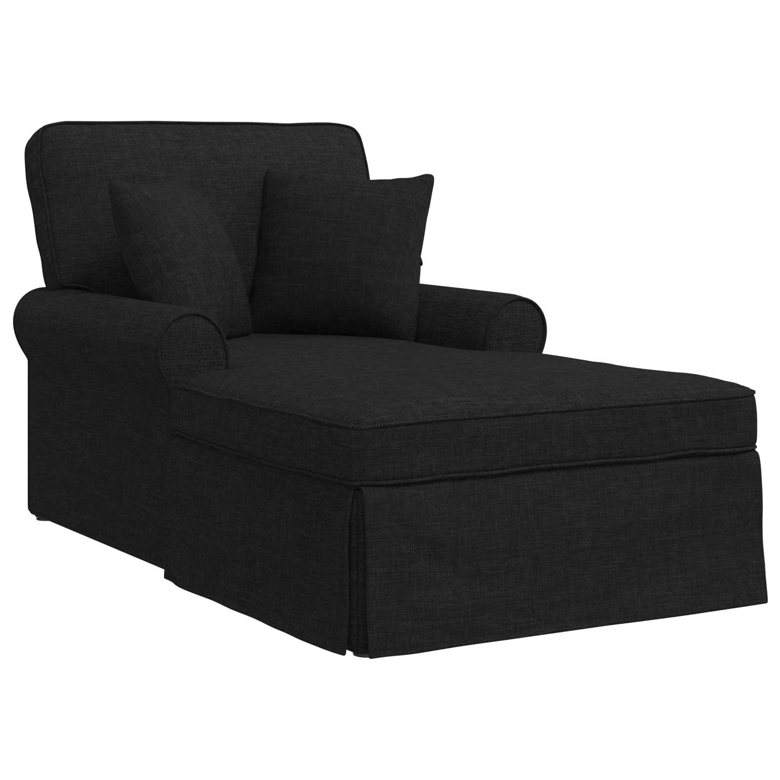Fotel loungba szoknyával párnával párnával 3 pcs fekete szövet