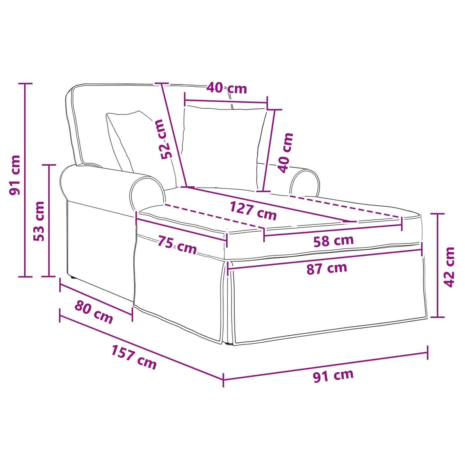 Fotel loungba szoknyával sötétszürke 157 x 91 x 91 cm ares