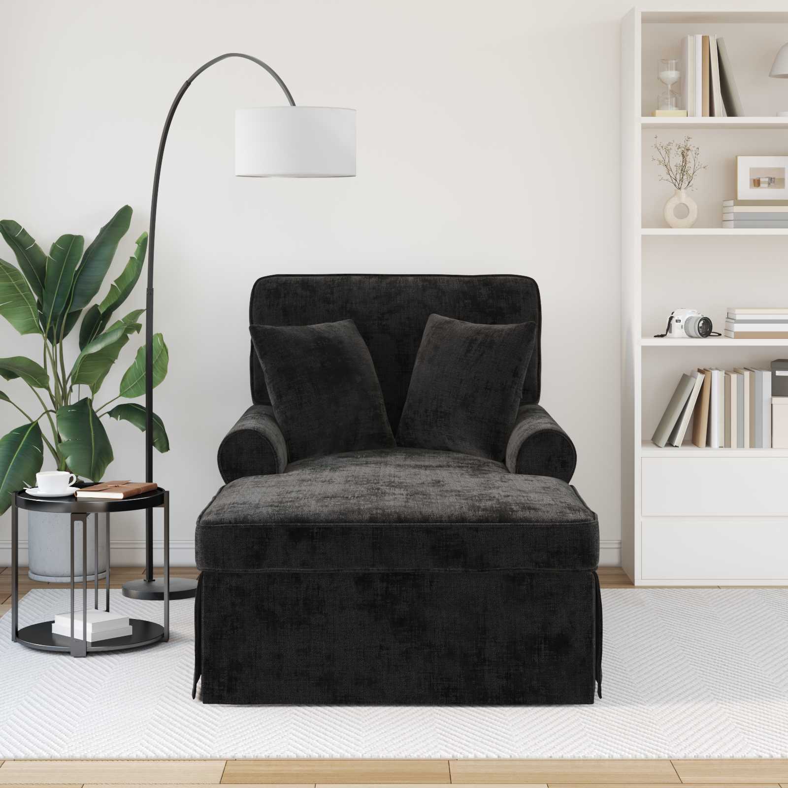 Fotel loungba szoknyával párnával fekete 157 x 91 x 91 cm ares