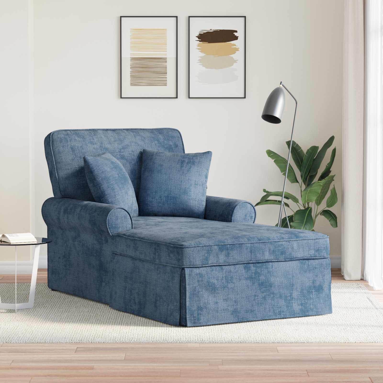Fotel loungba szoknyával párnával kék 157 x 91 x 91 cm ares