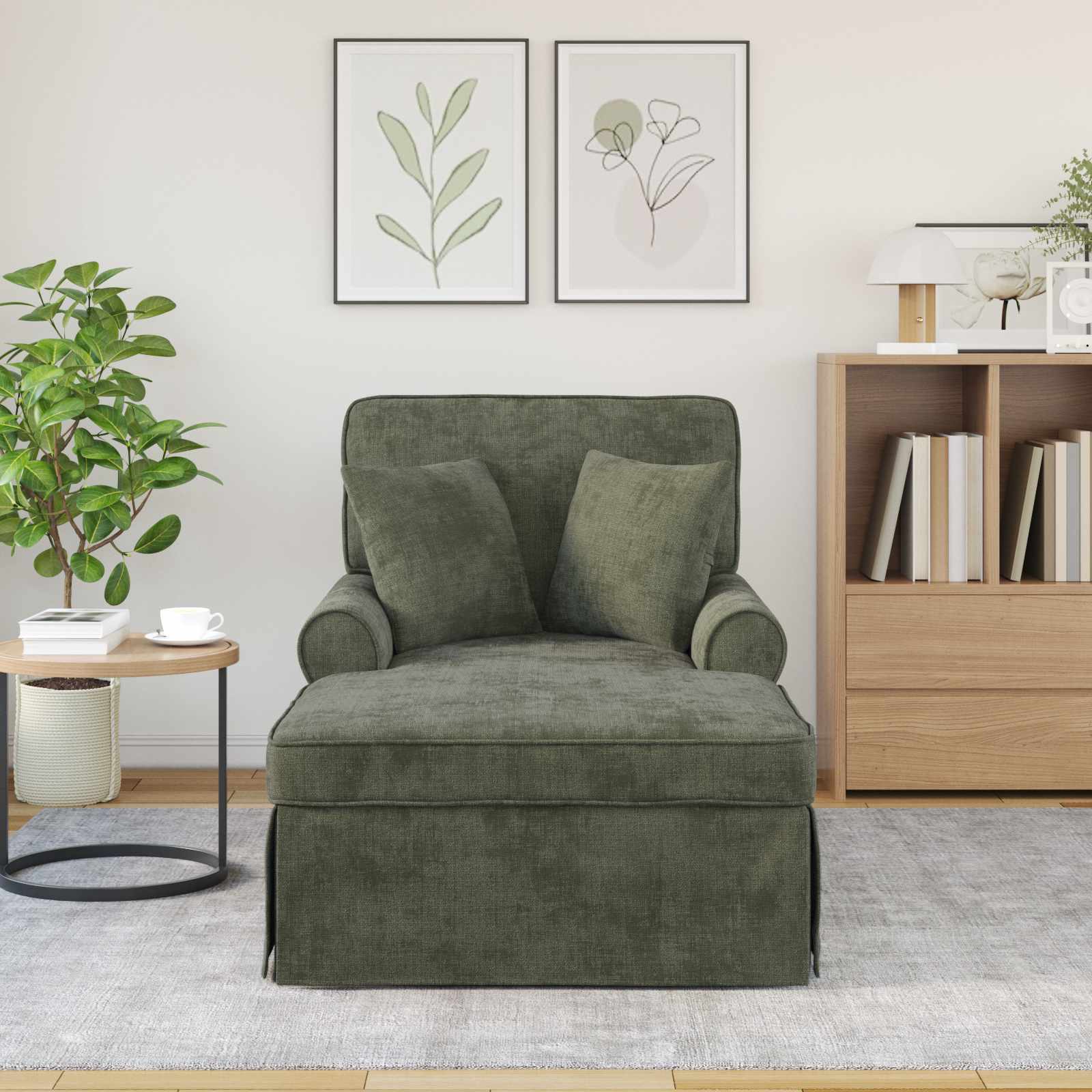 Fotel loungba szoknyával párnával zöld 157 x 91 x 91 cm ares