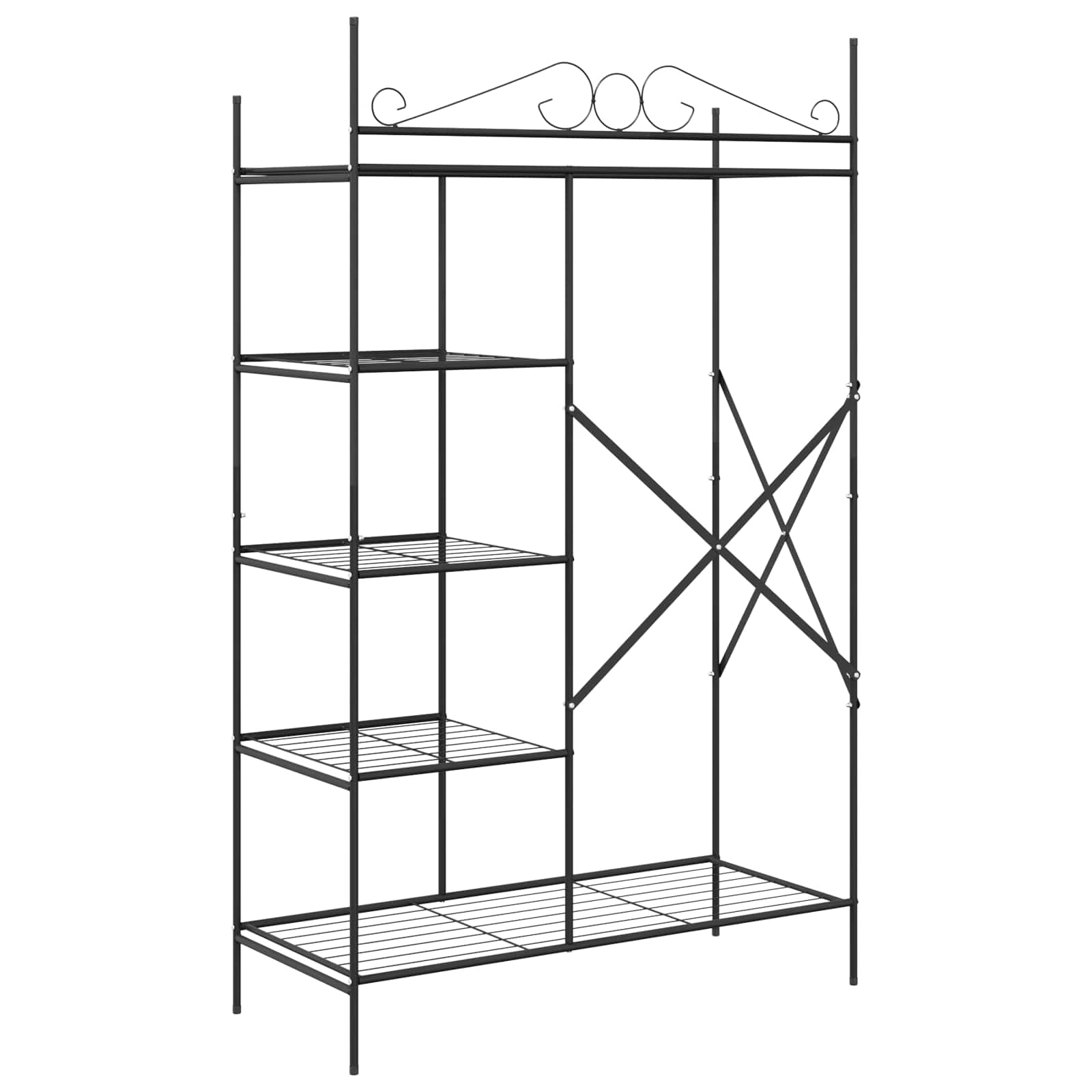 Nyitott szekrény polcokkal fekete 104,5 x 45 x 172 cm acél
