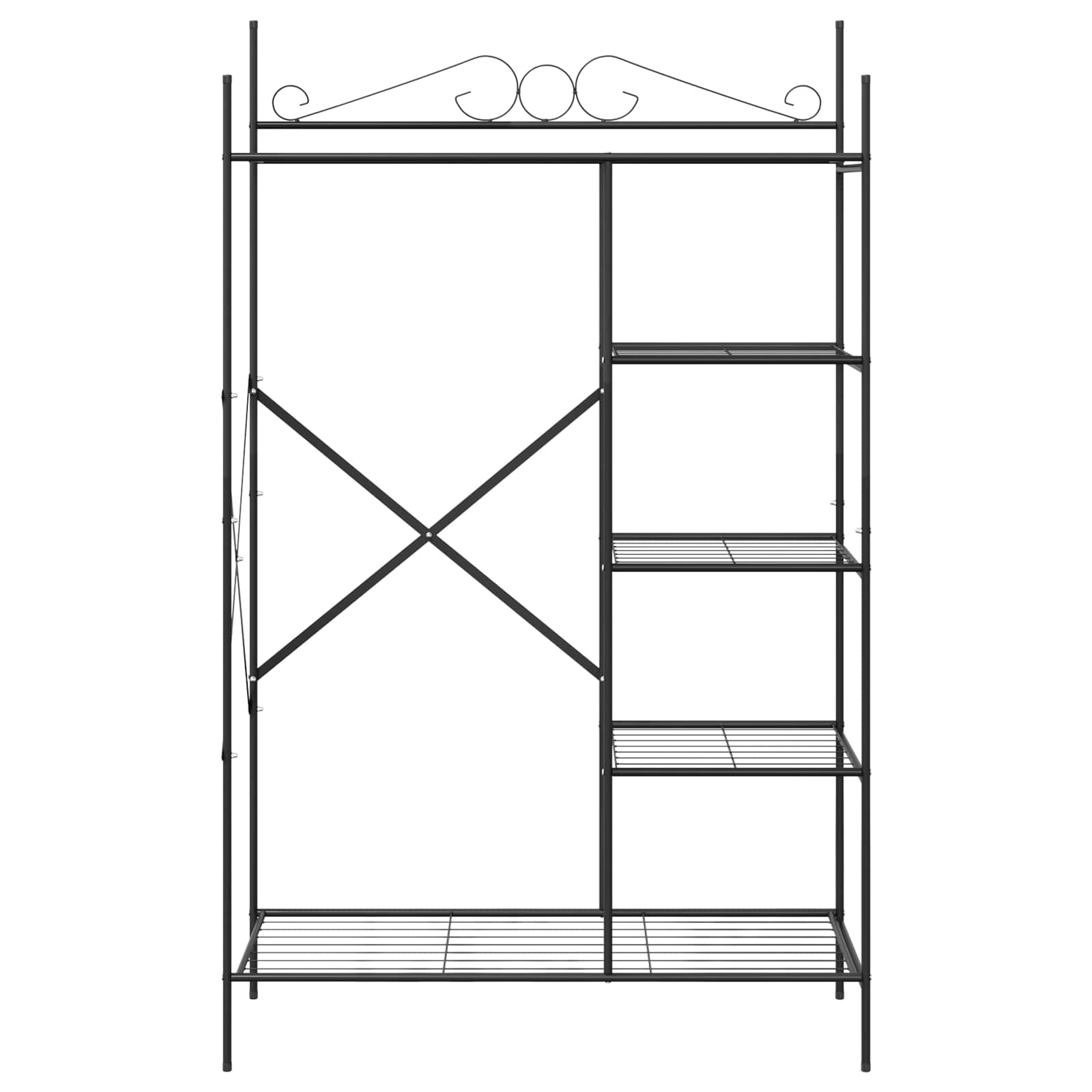 Nyitott szekrény polcokkal fekete 104,5 x 45 x 172 cm acél