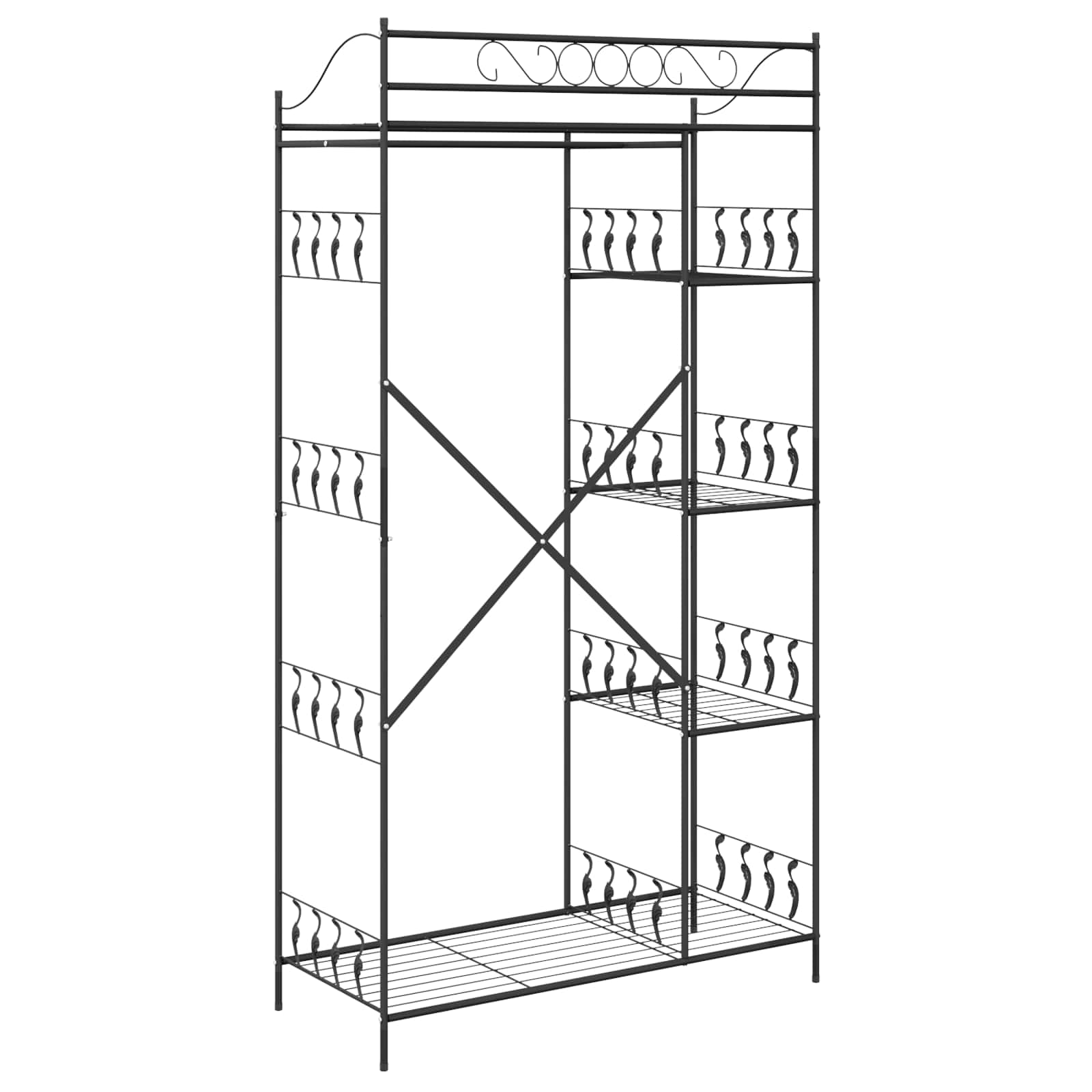 Nyitott szekrény polcokkal fekete 101 x 43 x 188 cm acél