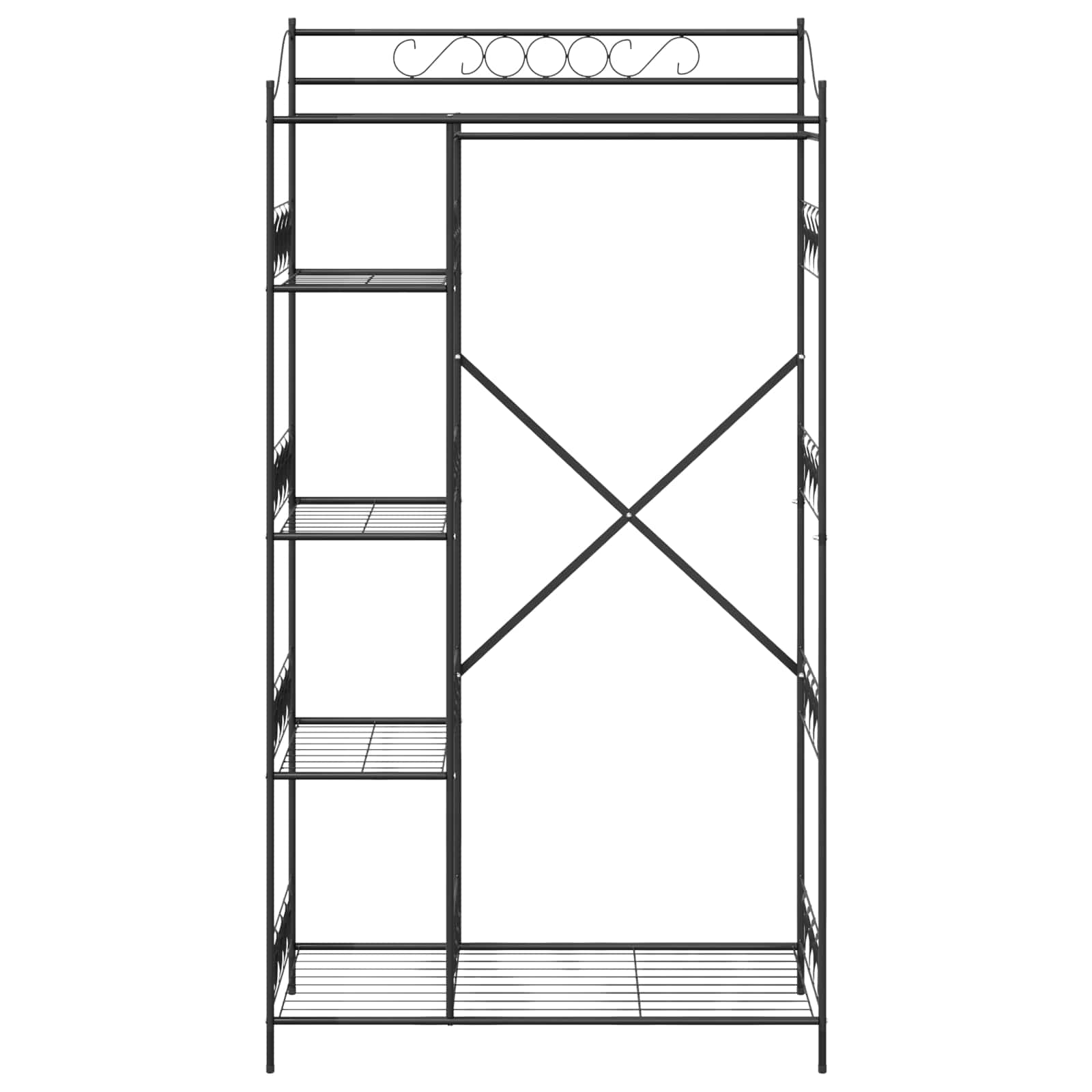Nyitott szekrény polcokkal fekete 101 x 43 x 188 cm acél