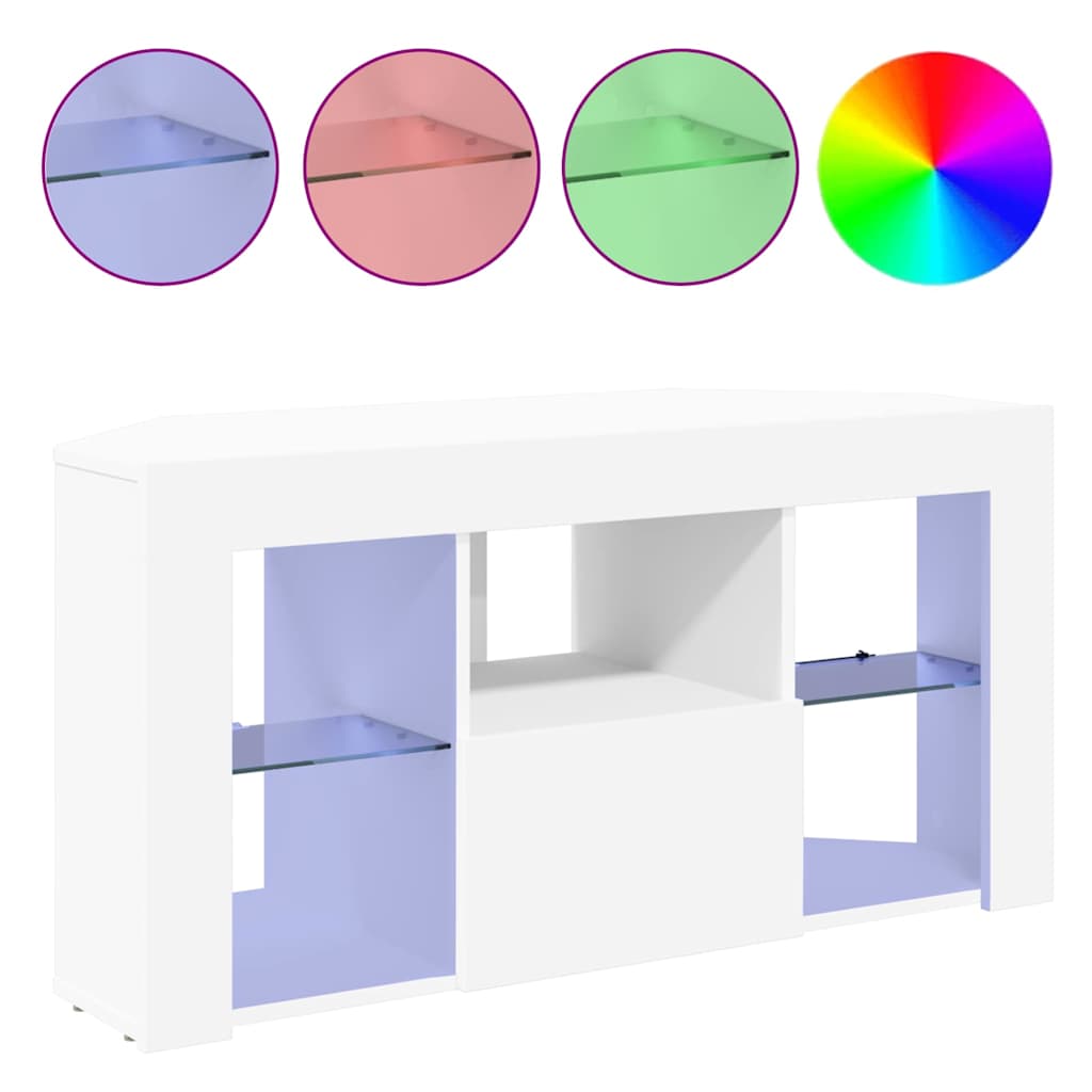 Sarok led tv szekrény fehér 100 x 40 x 50 cm faanyag