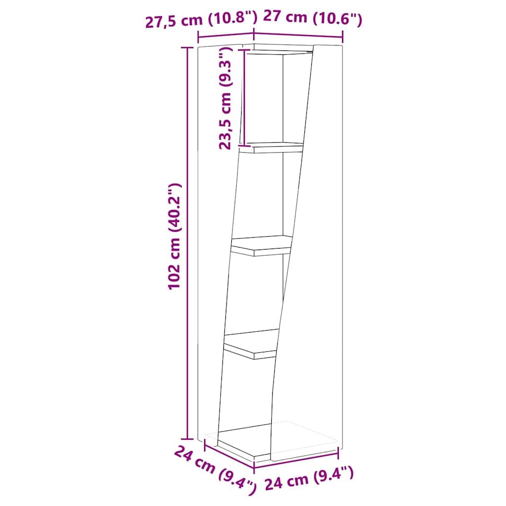 Sarokszekrény fehér 27,5x27x102cm faanyag