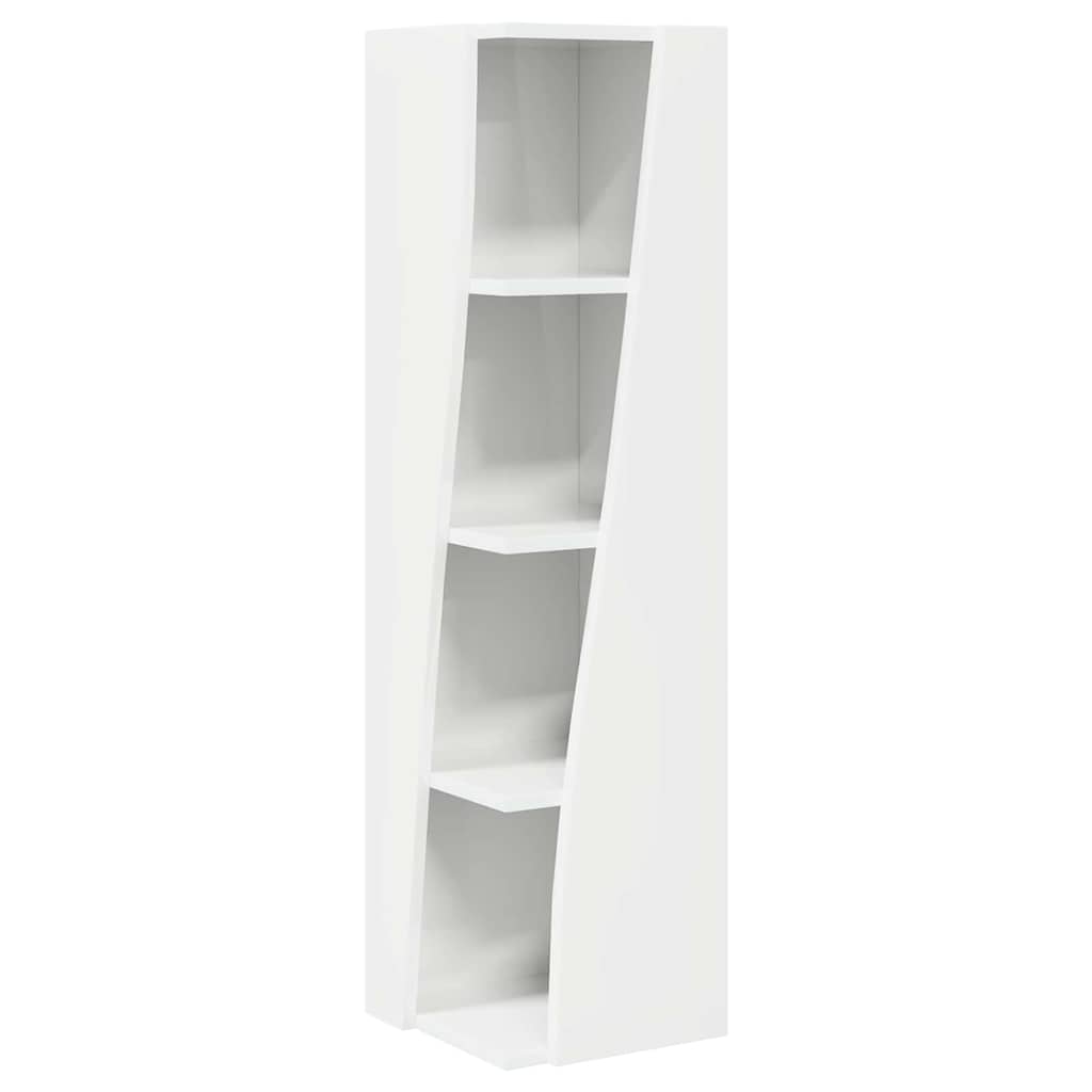Sarokszekrény magas fényű fehér 27,5x27x102cm faanyag
