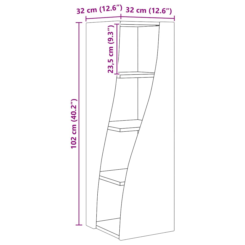 Sarokszekrény fehér 32x32x102cm faanyag