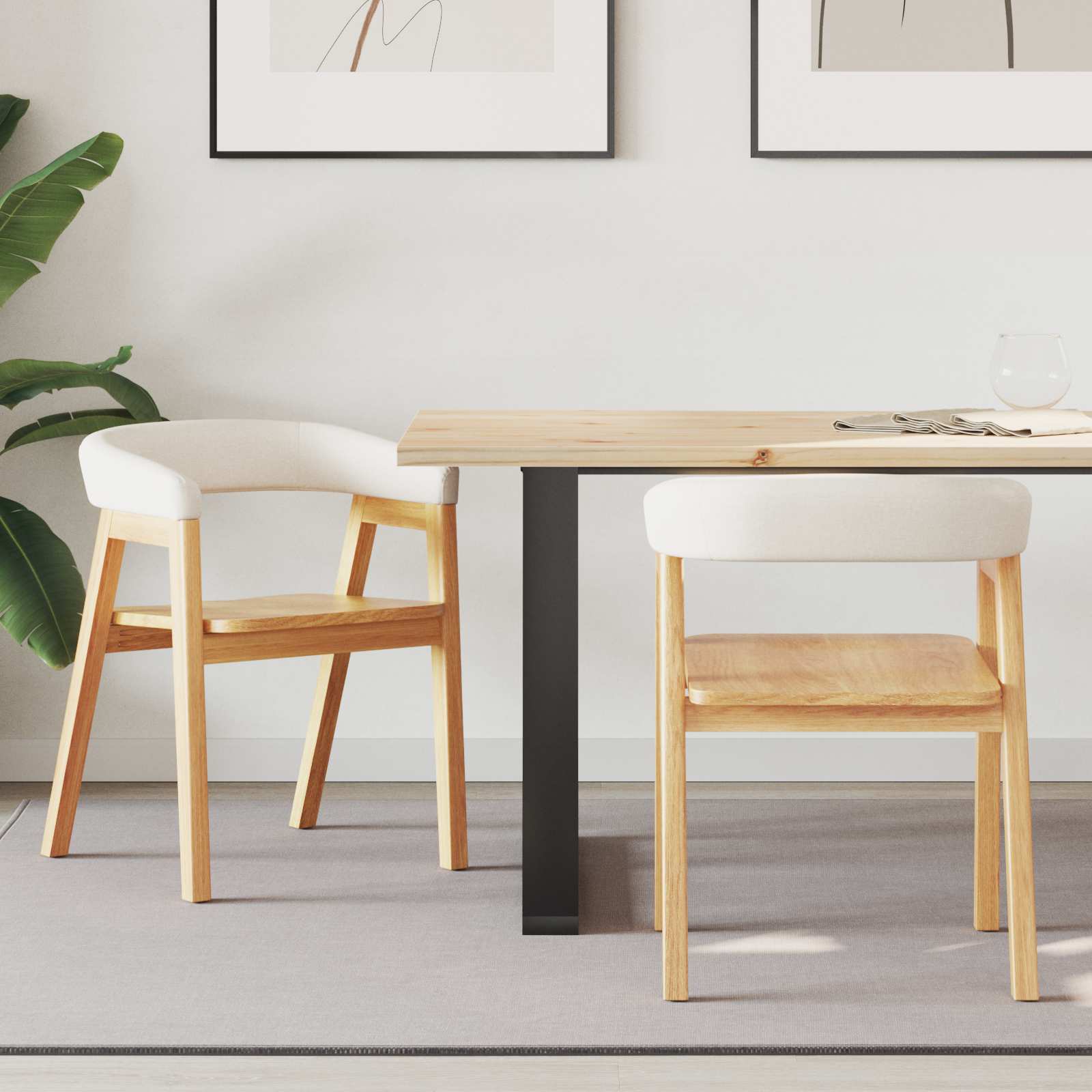 Étkező székek 2 pcs természetes 54 x 57 x 73 cm tömör gumi fa