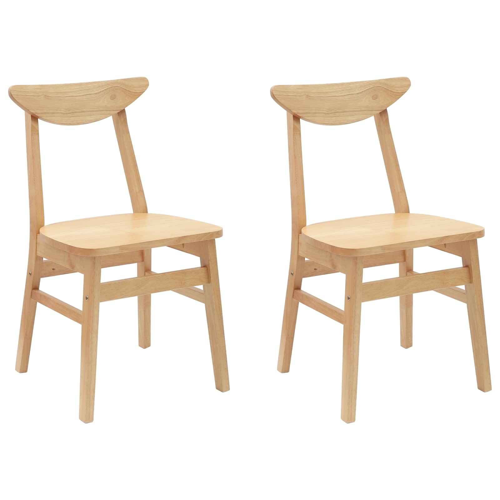Étkező székek 2 pcs természetes 42 x 47.5 x 81 cm tömör gumi fa