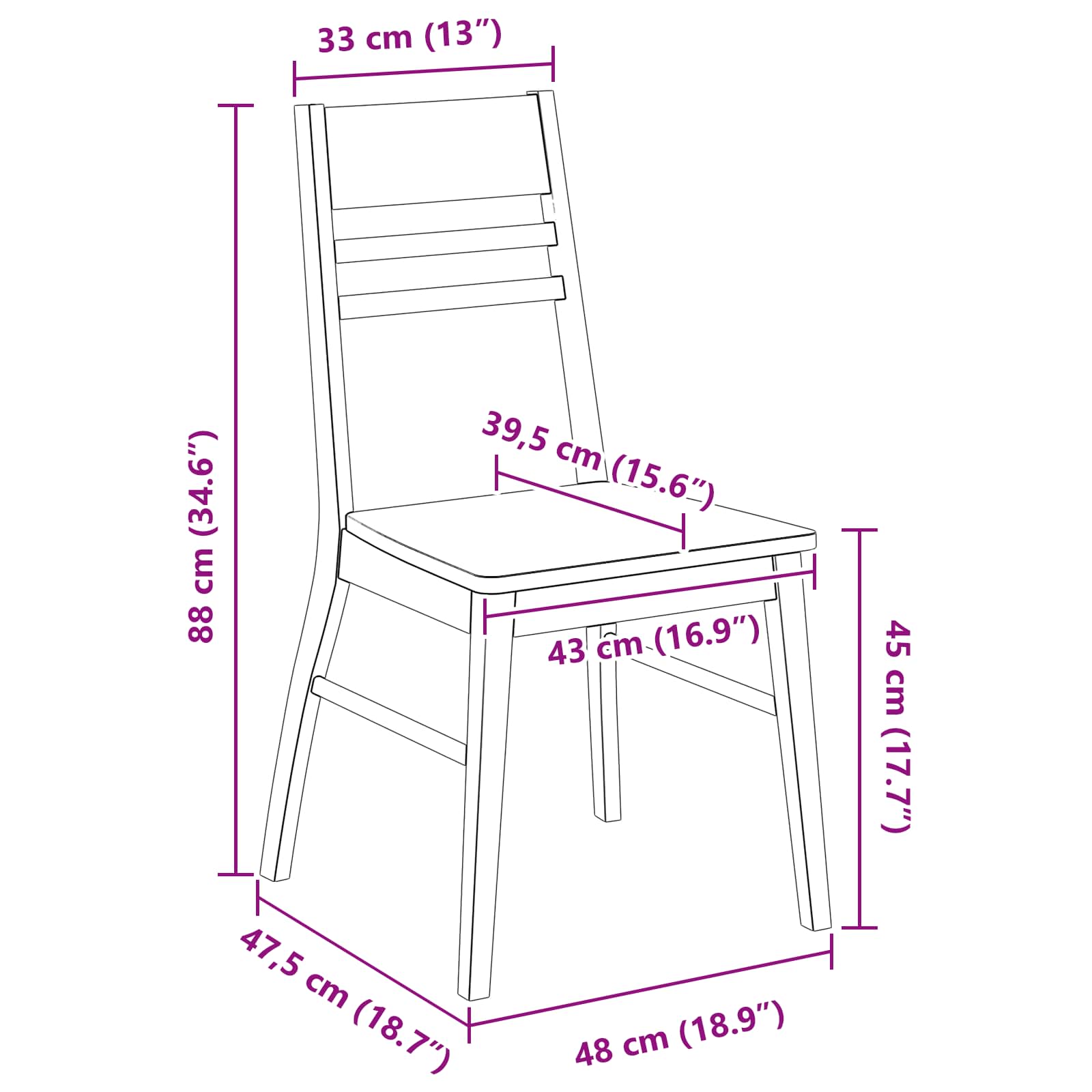 Étkező székek 2 pcs természetes 43 x 54 x 89 cm tömör gumi fa