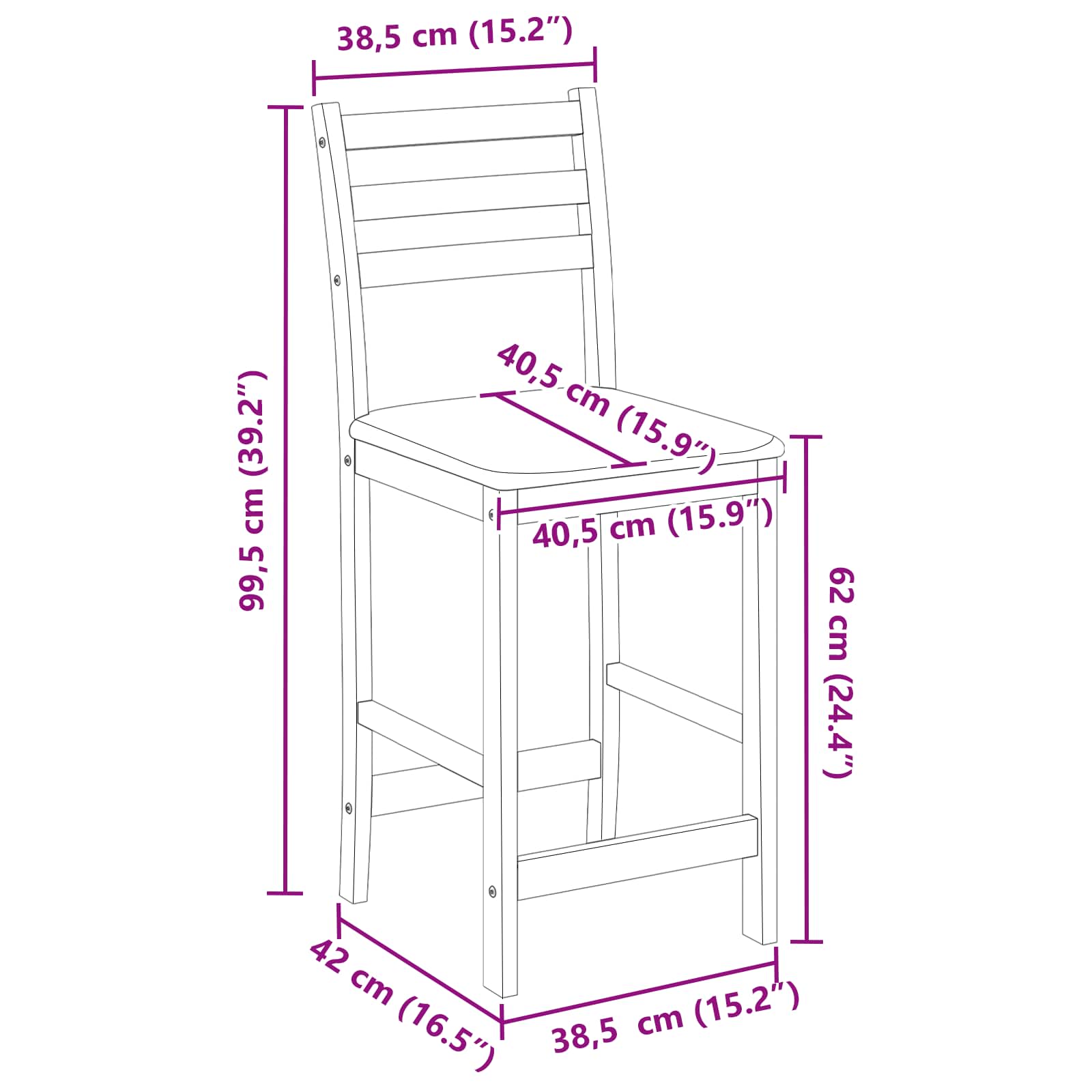 Étkező székek 2 pcs fehér 40 x 47,5 x 99,5 cm tömör gumi fa