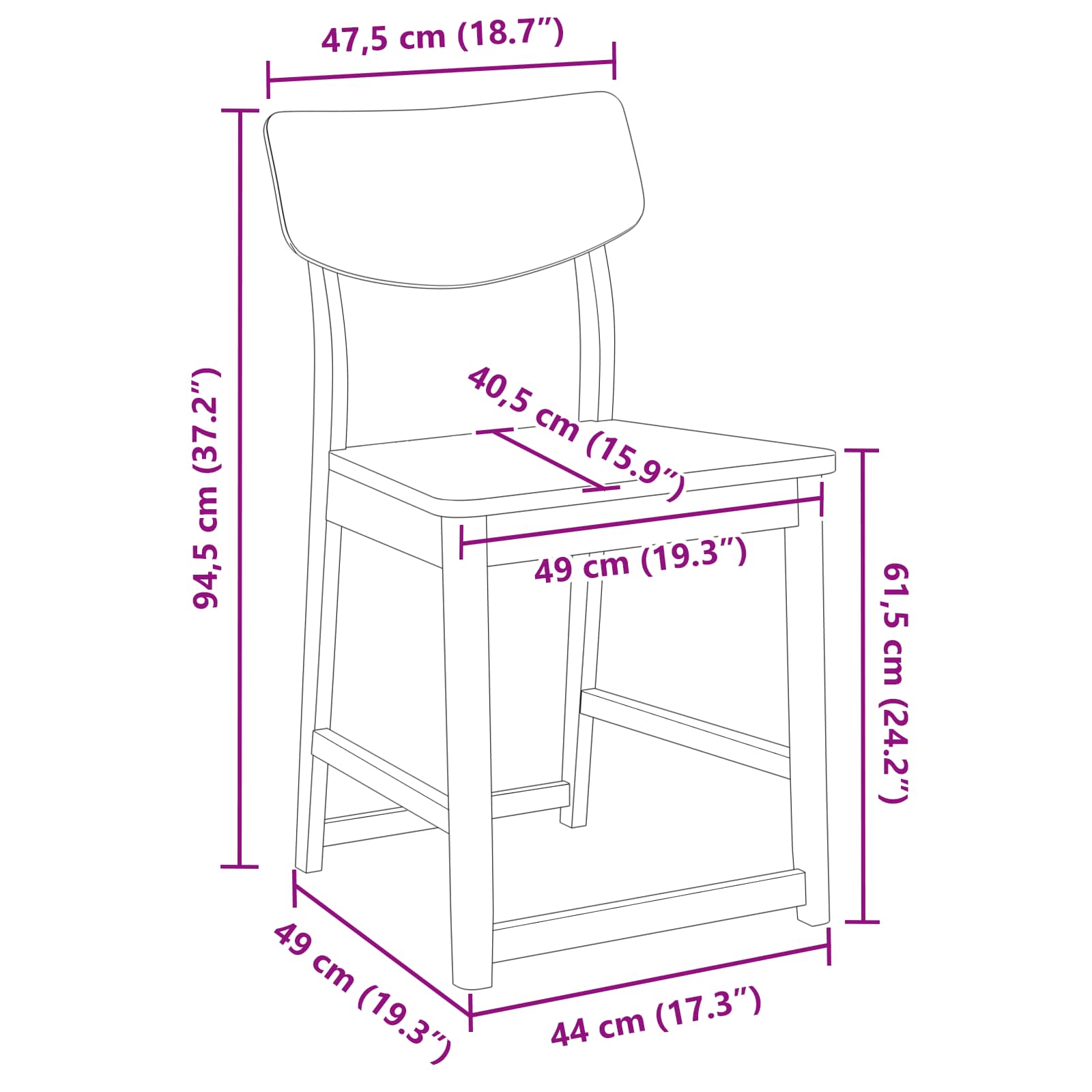 Étkező székek 2 pcs fehér 48 x 49 x 95 cm tömör gumi fa