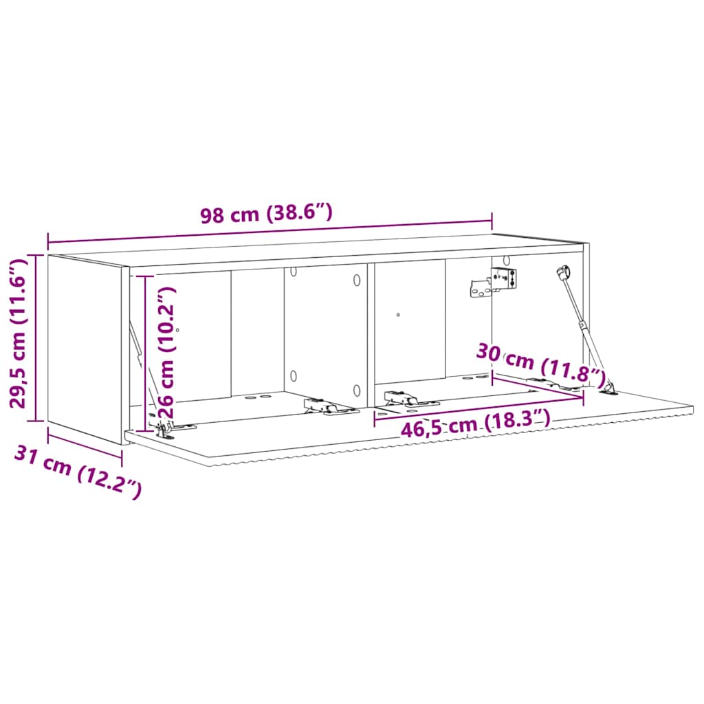Tv fali szekrény fényes fehér 60 x 31 x 29.5 cm faanyag