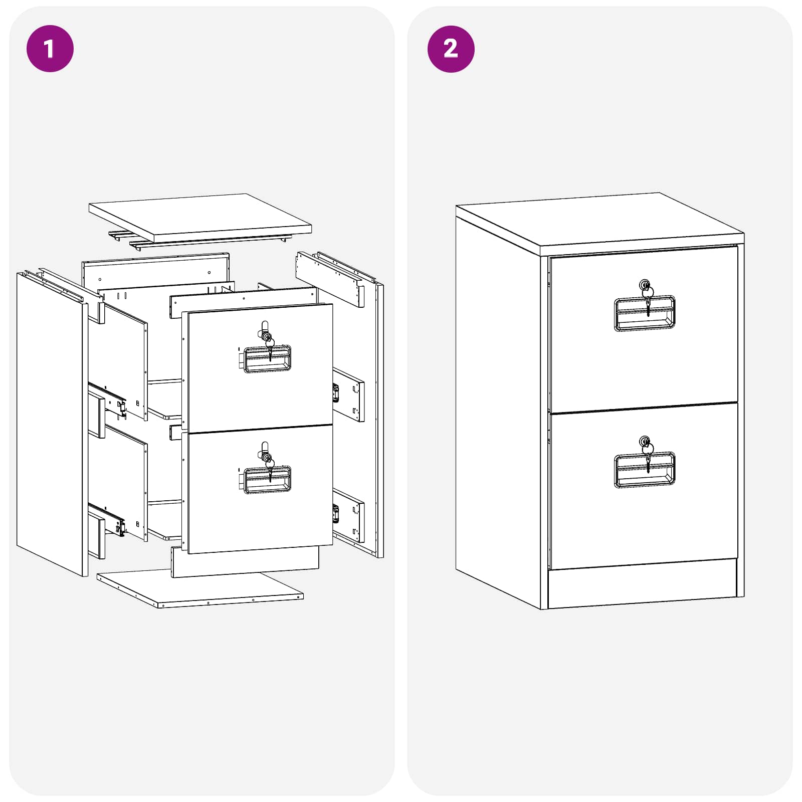 Irattároló szekrény fiókkal zárral rózsaszín 44 x 50 x 106.5 cm