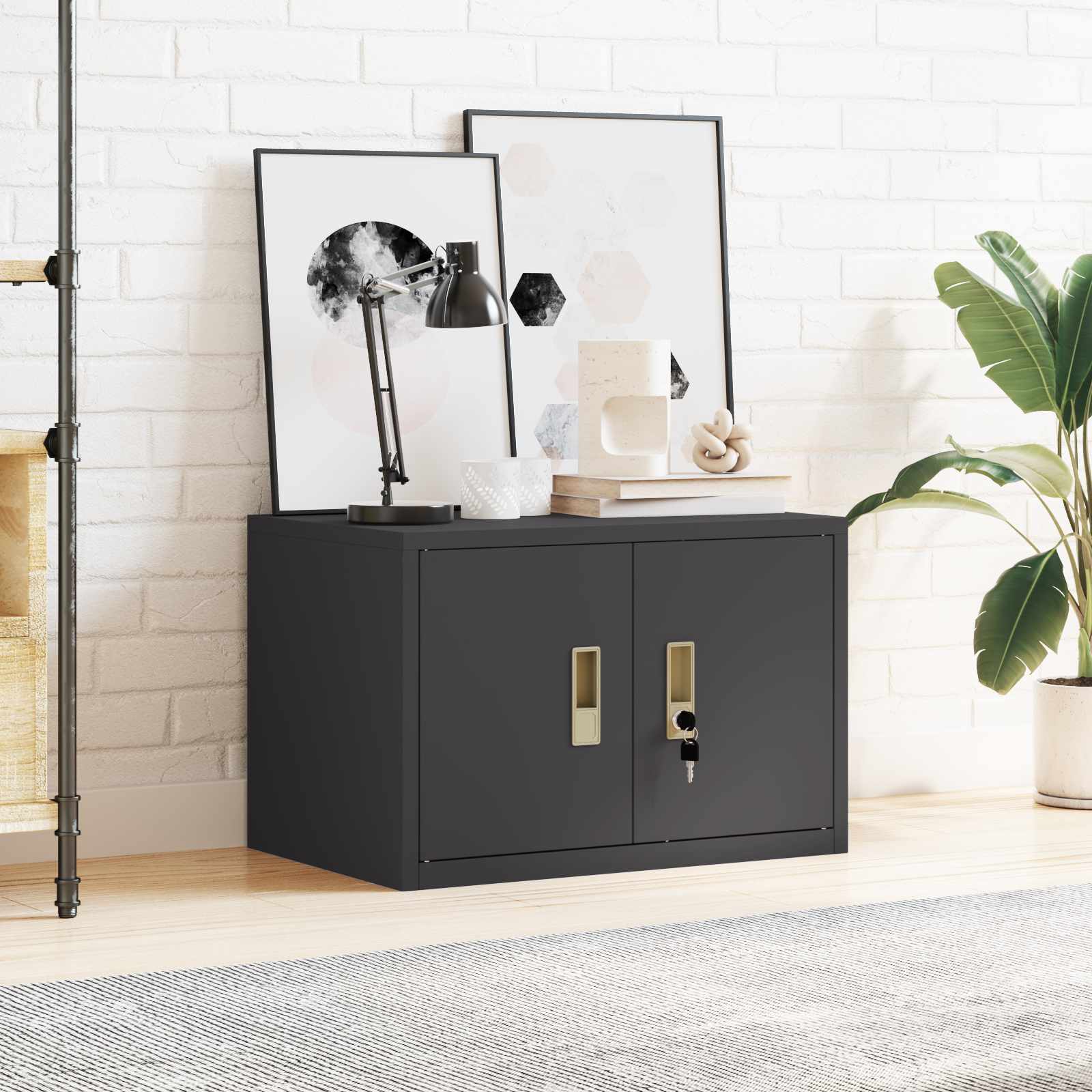 Tárolószekrény fekete 60 x 40 x 40 cm hidegen hengerelt acél