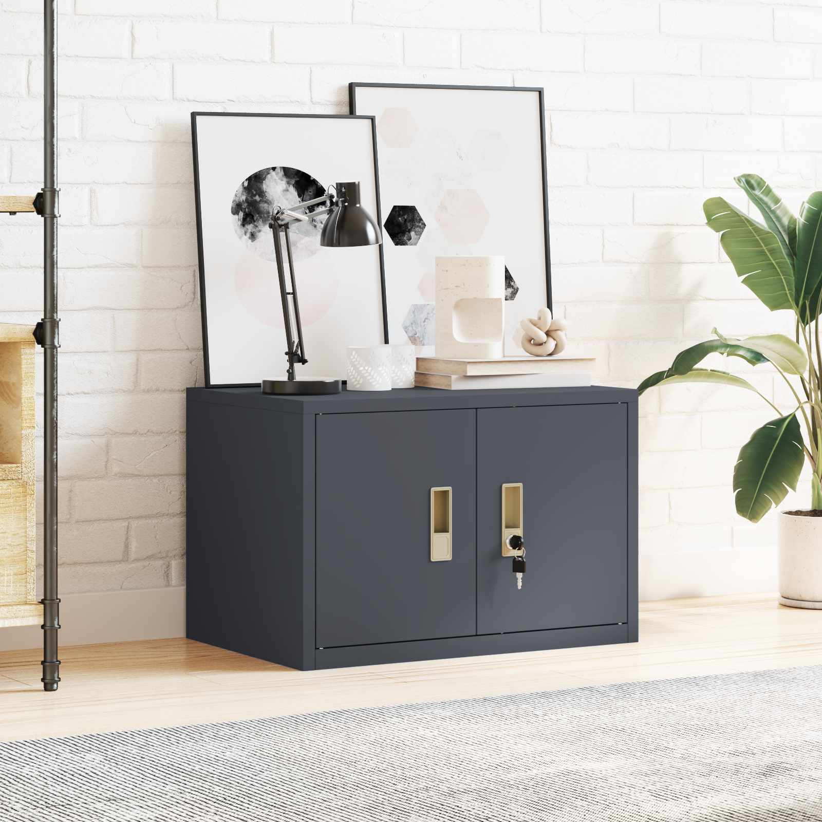 Tárolószekrény antracit 60 x 40 x 40 cm acél