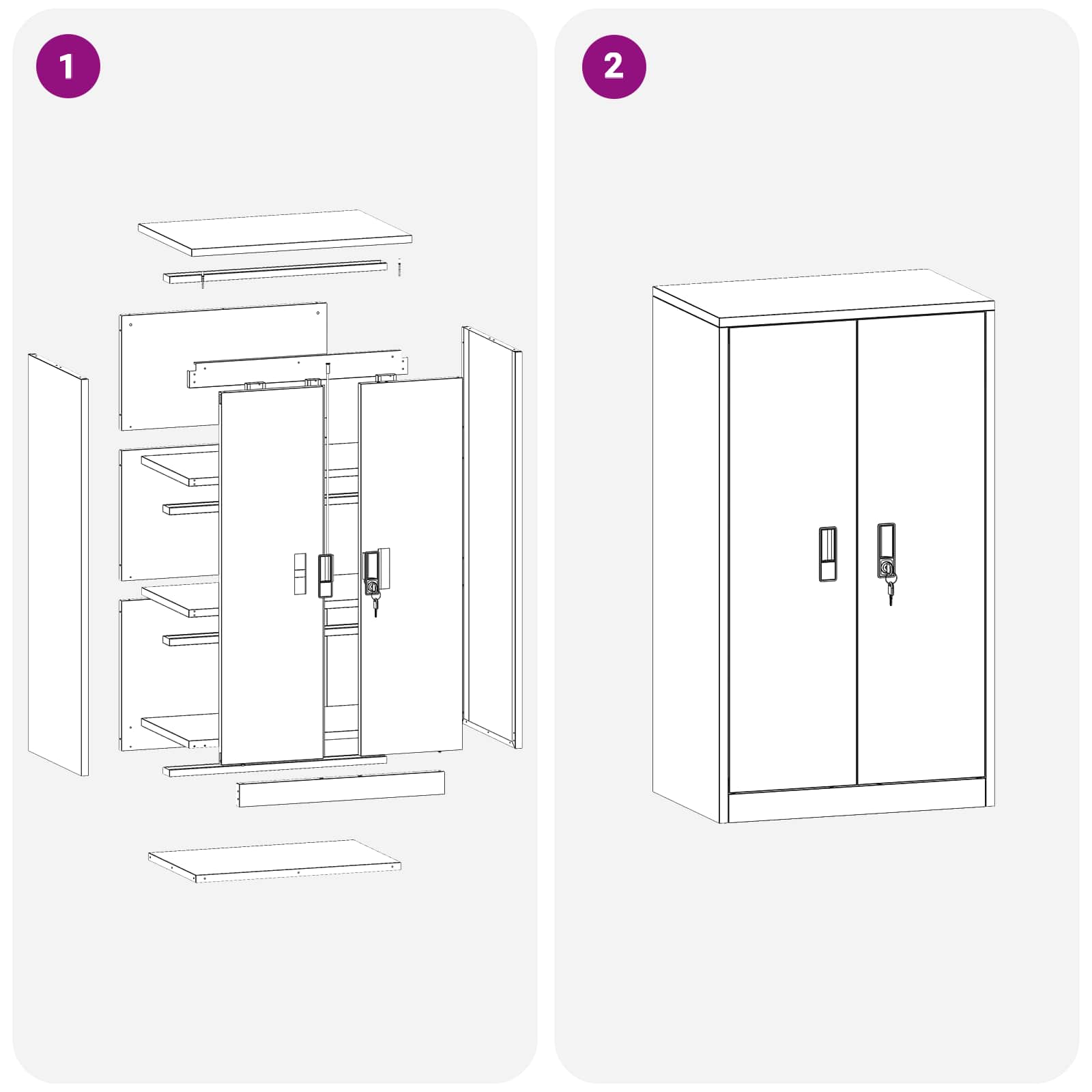 Tárolószekrény fehér 60 x 40 x 105 cm hidegen hengerelt acél
