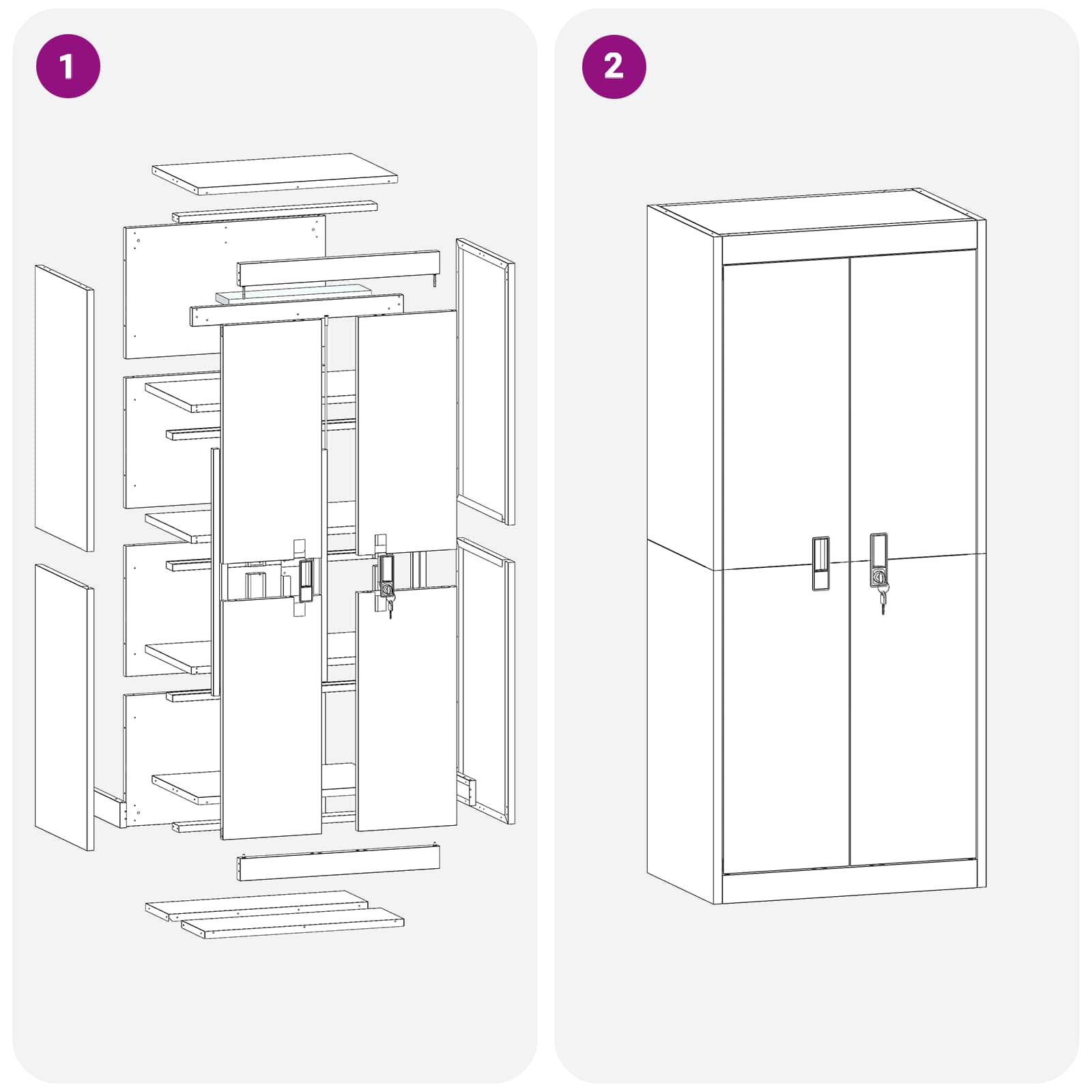Tárolószekrény fehér 60 x 40 x 140 cm hidegen hengerelt acél