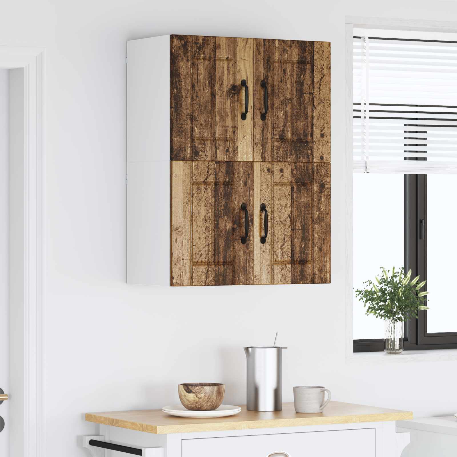 Fali szekrény lucca 2 pcs antik fa 60 x 31 x 40 cm szerelt fa