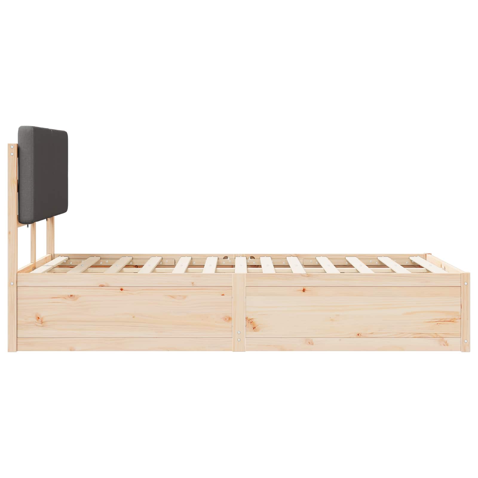 Ágykeret kárpitozott fejtámlával sötétszürke 160 x 200 cm