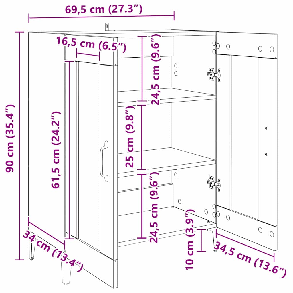 Széf artisan tölgy 69,5 x 34 x 90 cm faanyag