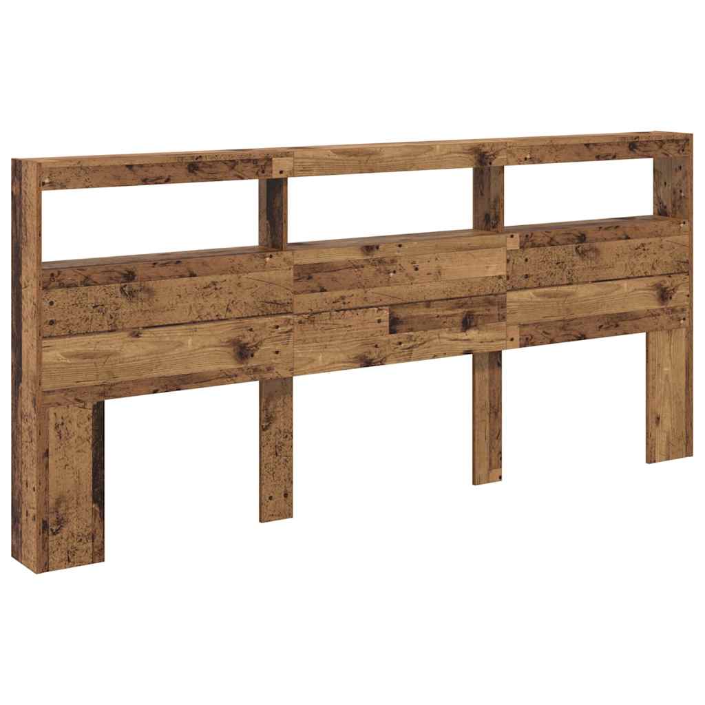 Fejtámla led -es lámpákkal öreg fa 220 x 17 x 102 cm faanyag