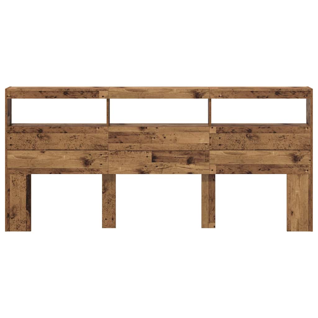 Fejtámla led -es lámpákkal öreg fa 220 x 17 x 102 cm faanyag