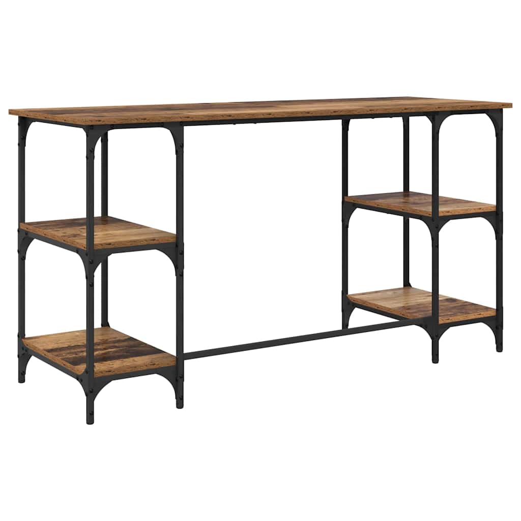 Asztal polcokkal tárolóval öreg fa 140 x 50 x 75 cm faanyag