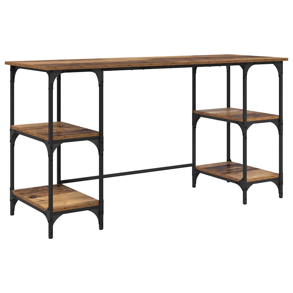 Asztal polcokkal tárolóval öreg fa 140 x 50 x 75 cm faanyag