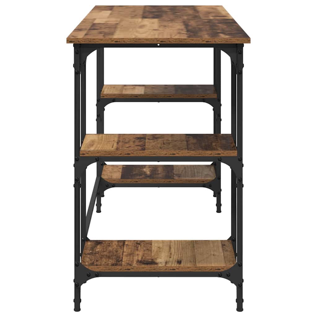 Asztal polcokkal tárolóval öreg fa 140 x 50 x 75 cm faanyag