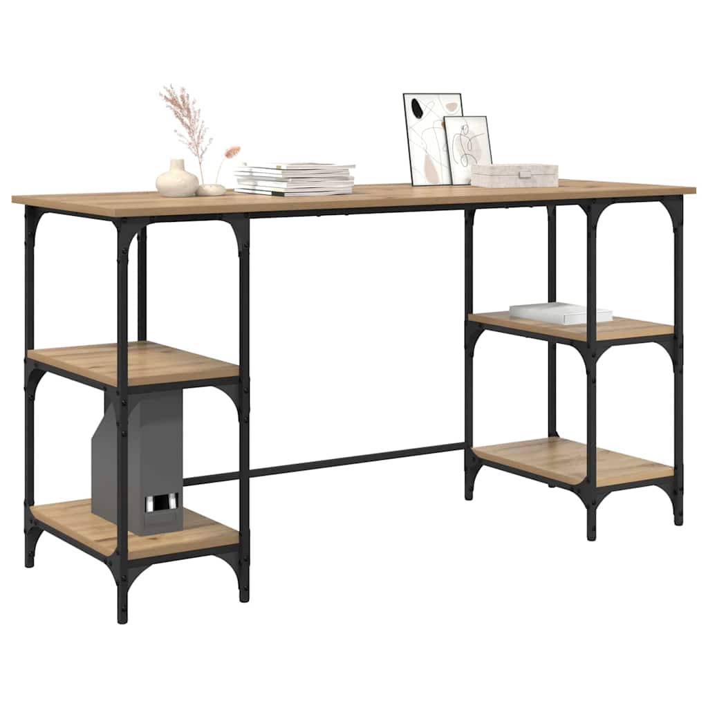 Asztal polcokkal artisan tölgy 140 x 50 x 75 cm faanyag